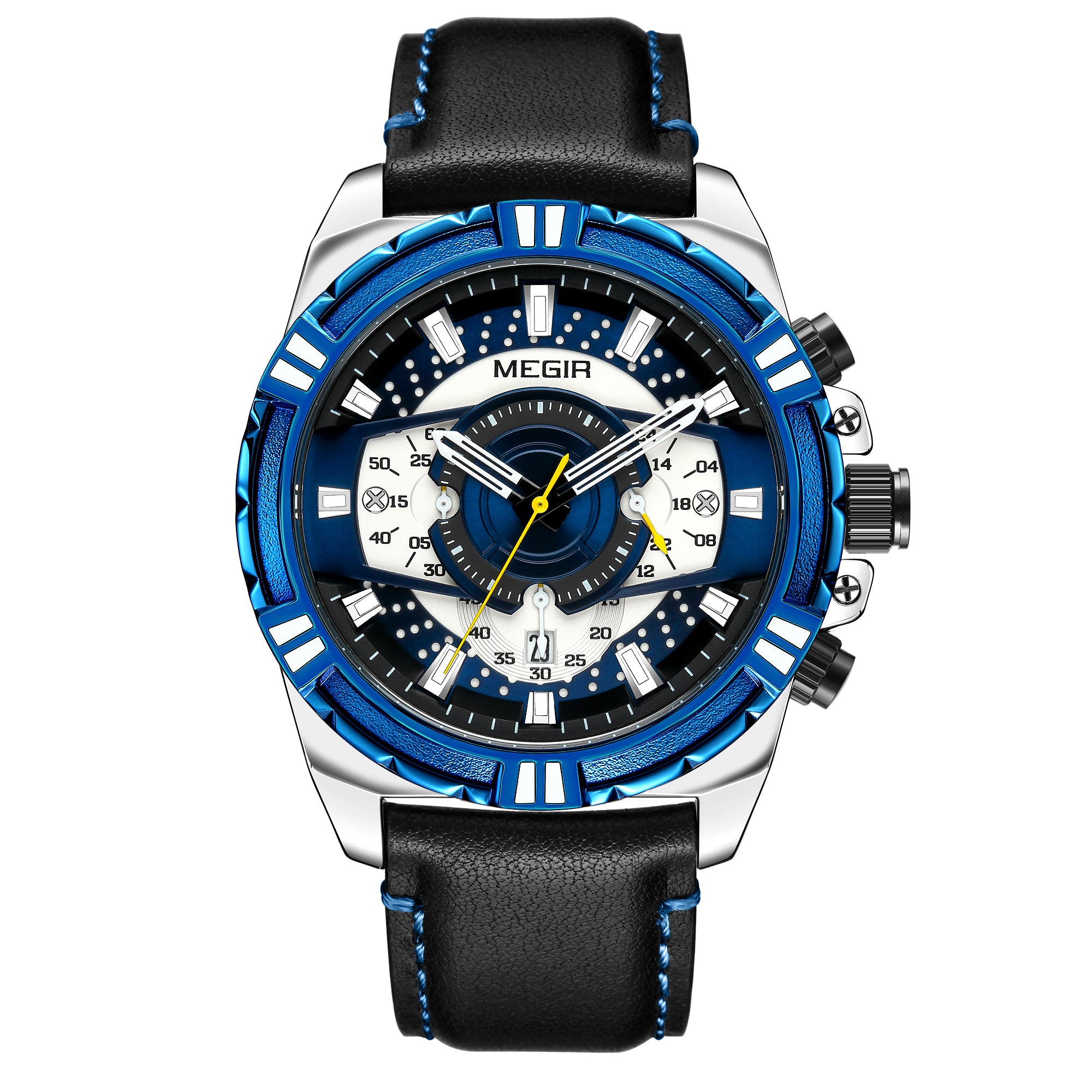 MEGIR Luxury Casual Watches for Men Fashion Leather Sports Military Wristwatch Calendar Luminous Quartz Man Clock Montre Homme
