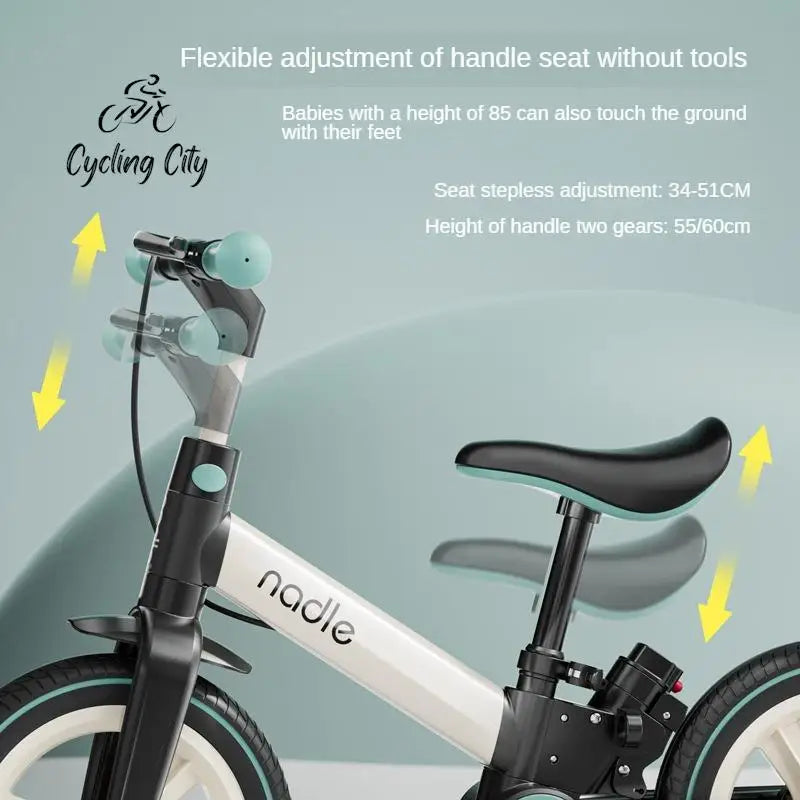 2-in-1 Foldable 12-Inch Children's Balance Bike with Chainless PU Tires-4