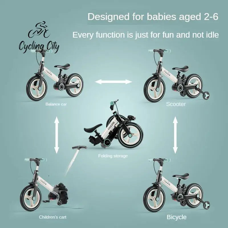 2-in-1 Foldable 12-Inch Children's Balance Bike with Chainless PU Tires-3