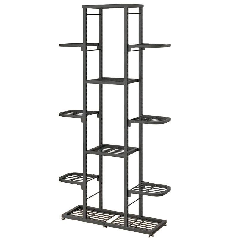 Heightened Dark Gray Metal Combination Flower Rack - Multi-Pot Succulent Holder-0